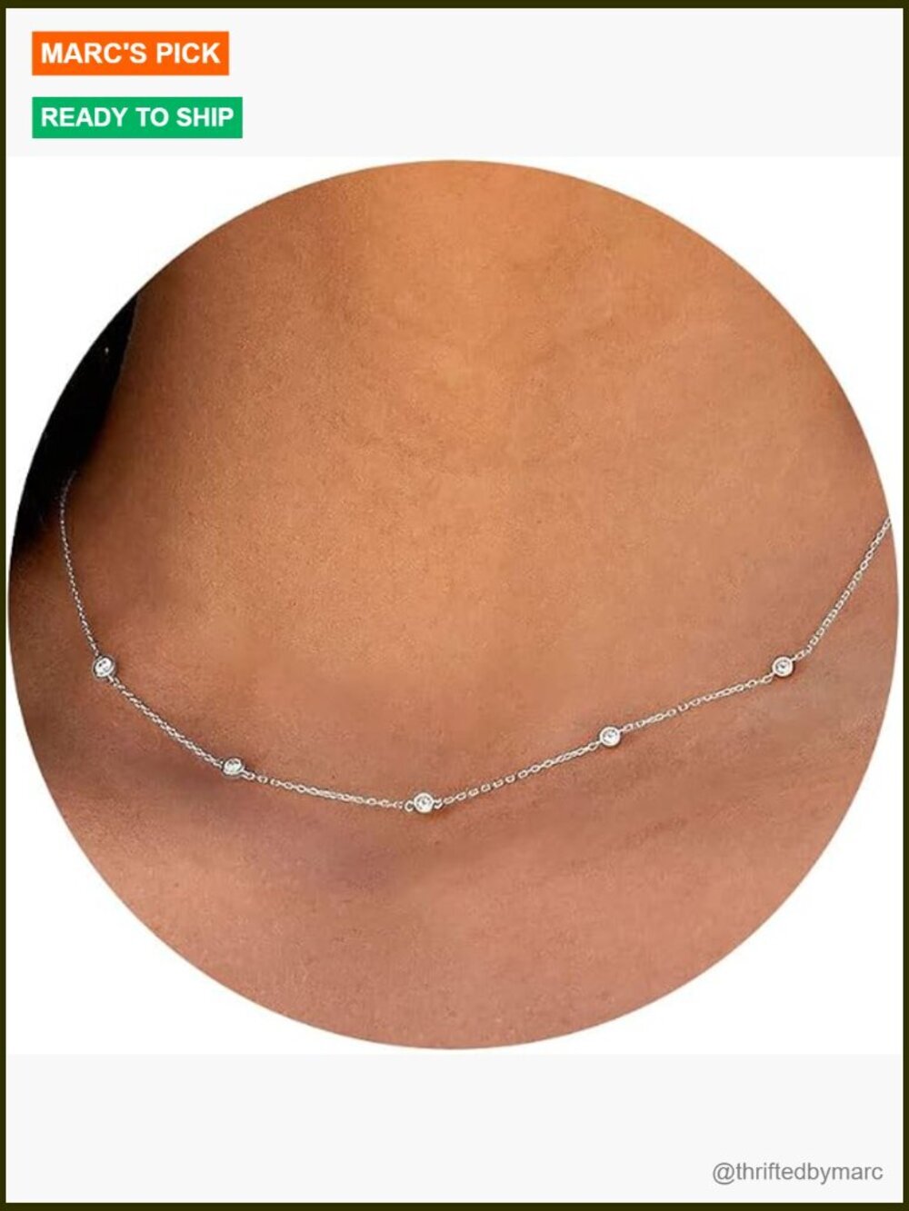 Dainty 5 Charm Chain Necklace - Cubic Zirconia Pendant